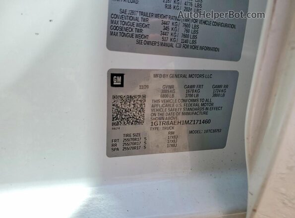 1GTR8AEH1MZ171460 2021 GMC SIERRA White Շարժիչի բաժամունքի տեսք