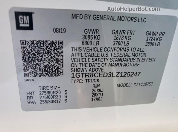1GTR8CED3LZ125247 2020 GMC SIERRA White Engine compartment view