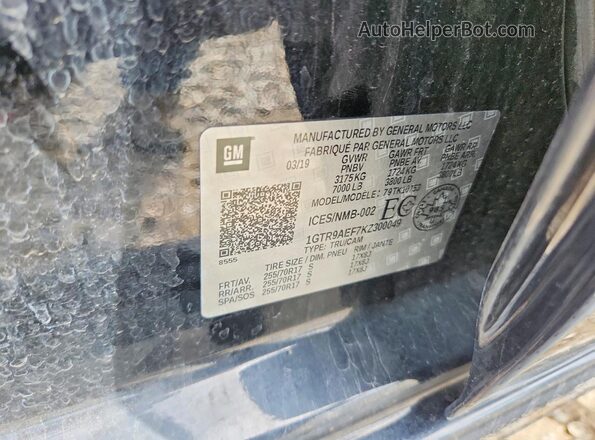 1GTR9AEF7KZ300049 2019 GMC SIERRA Black Вид наклейки з VIN-кодом