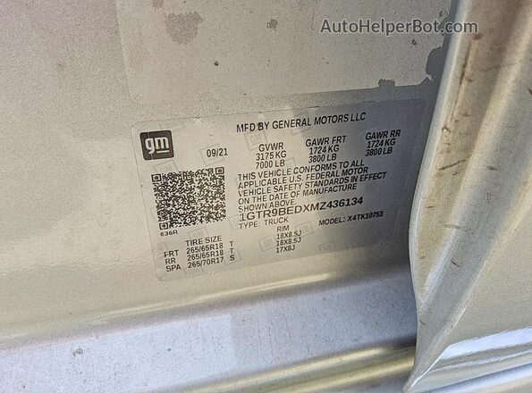 1GTR9BEDXMZ436134 2021 GMC SIERRA Silver Շարժիչի բաժամունքի տեսք