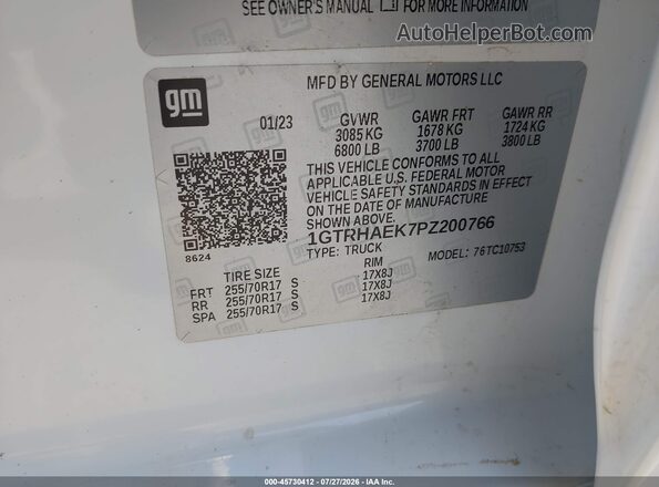 1GTRHAEK7PZ200766 2023 GMC SIERRA White Շարժիչի բաժամունքի տեսք