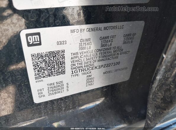 1GTRUCEK1PZ227100 2023 GMC SIERRA Black Vista del compartimento del motor
