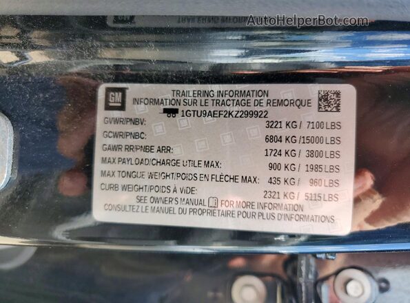 1GTU9AEF2KZ299922 2019 GMC SIERRA Black Engine compartment view