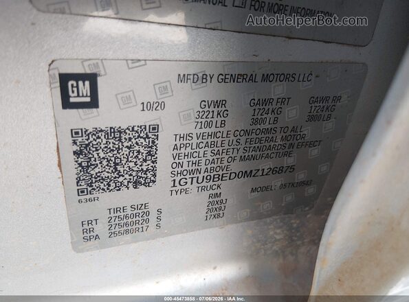 1GTU9BED0MZ126875 2021 GMC SIERRA Silver Engine compartment view