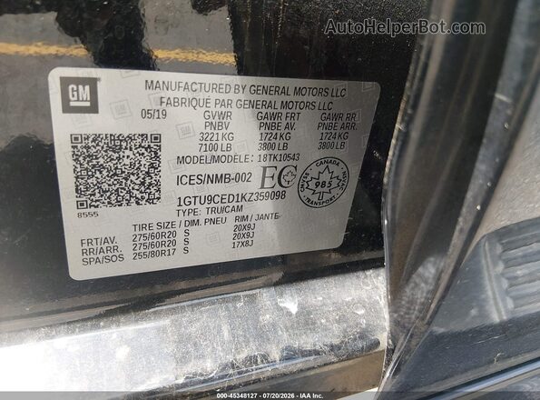 1GTU9CED1KZ359098 2019 GMC SIERRA Black Engine compartment view