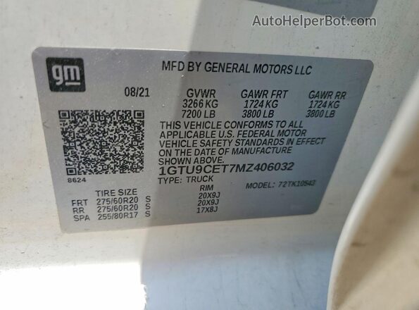 1GTU9CET7MZ406032 2021 GMC SIERRA White Շարժիչի բաժամունքի տեսք
