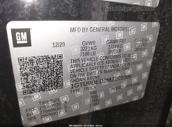 1GTU9DED2MZ201006 2021 GMC SIERRA Black Շարժիչի բաժամունքի տեսք