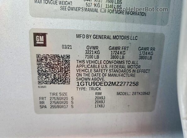 1GTU9DED2MZ277258 2021 GMC SIERRA Silver Vista del compartimento del motor