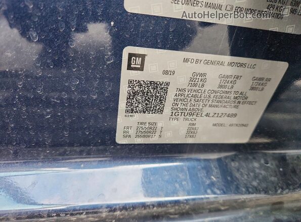 1GTU9FEL4LZ127489 2020 GMC SIERRA Blue Շարժիչի բաժամունքի տեսք