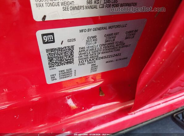 1GTUUCED6SZ212421 2025 GMC SIERRA Red Widok komory silnika