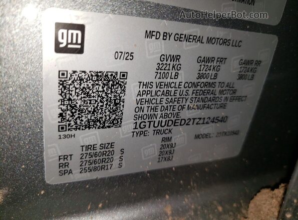 1GTUUDED2TZ124540 2026 GMC SIERRA Silver VIN sticker view