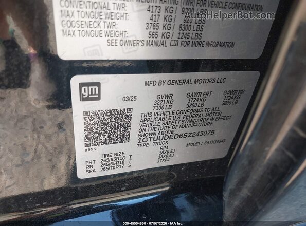 1GTUUDED6SZ243075 2025 GMC SIERRA Black Engine compartment view