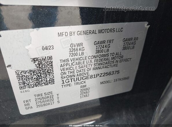 1GTUUGE81PZ256375 2023 GMC SIERRA Black Շարժիչի բաժամունքի տեսք