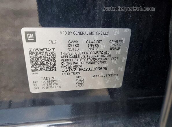 1GTV2LEC2JZ106595 2018 GMC SIERRA Black Vista del compartimento del motor