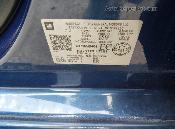 1GTV2LEC3JZ124118 2018 GMC SIERRA Dark Blue Widok komory silnika