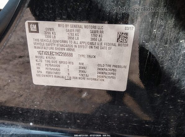 1GTV2LEC7HZ295688 2017 GMC SIERRA Black Вид підкапотного простору