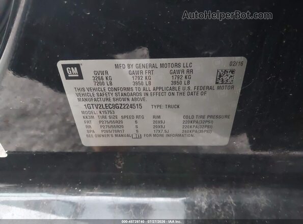 1GTV2LEC8GZ224515 2016 GMC SIERRA Black Vista del compartimento del motor