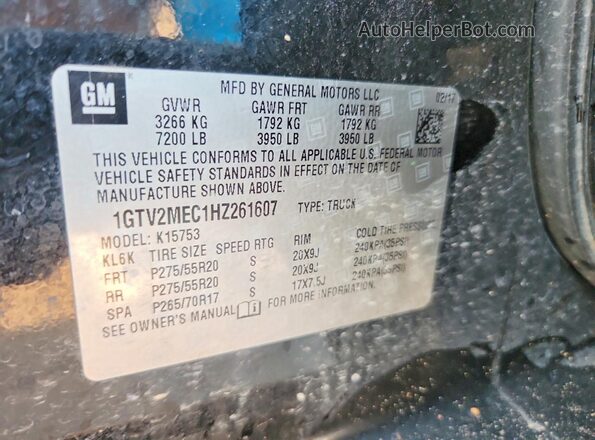 1GTV2MEC1HZ261607 2017 GMC SIERRA Black Շարժիչի բաժամունքի տեսք