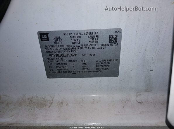 1GTV2MECXGZ186291 2016 GMC SIERRA Белый Вид подкапотного пространства