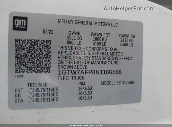 1GTW7AFP8N1166588 2022 GMC SAVANA CARGO White Շարժիչի բաժամունքի տեսք