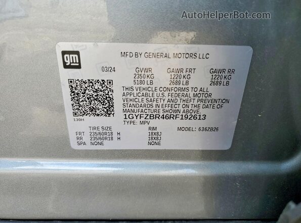 1GYFZBR46RF192613 2024 CADILLAC XT4 Серый Вид подкапотного пространства