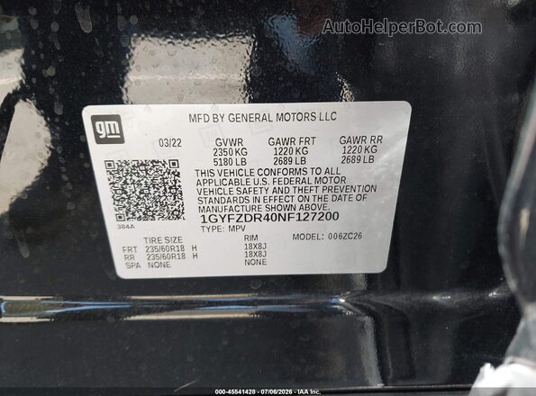 1GYFZDR40NF127200 2022 CADILLAC XT4 Black Vista del compartimento del motor