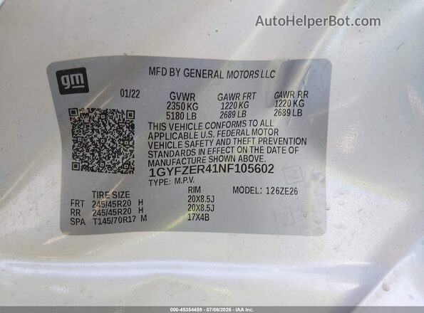 1GYFZER41NF105602 2022 CADILLAC XT4 White ძრავის განყოფილების ხედი