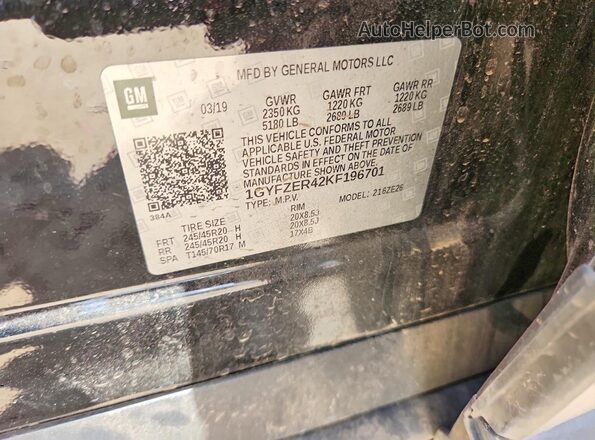 1GYFZER42KF196701 2019 CADILLAC XT4 Черный Вид подкапотного пространства