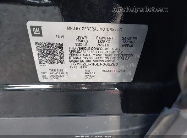1GYFZER46LF062260 2020 CADILLAC XT4 Black Вид підкапотного простору