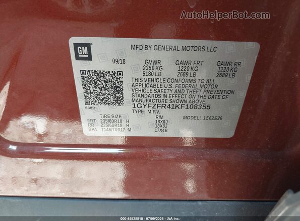 1GYFZFR41KF108355 2019 CADILLAC XT4 Silver ძრავის განყოფილების ხედი