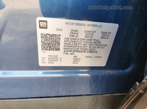 1GYFZFR41RF199072 2024 CADILLAC XT4 Синий Вид подкапотного пространства