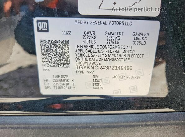 1GYKNCR43PZ149486 2023 CADILLAC XT5 Black Սալոնի 360 աստիճան տեսք