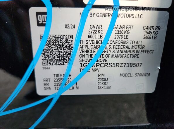 1GYKPCRS5RZ739507 2024 CADILLAC XT6 Черный Панорамный вид салона 360°