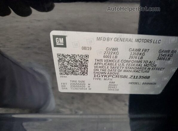 1GYKPCRS8LZ113568 2020 CADILLAC XT6 Black 360 interior view
