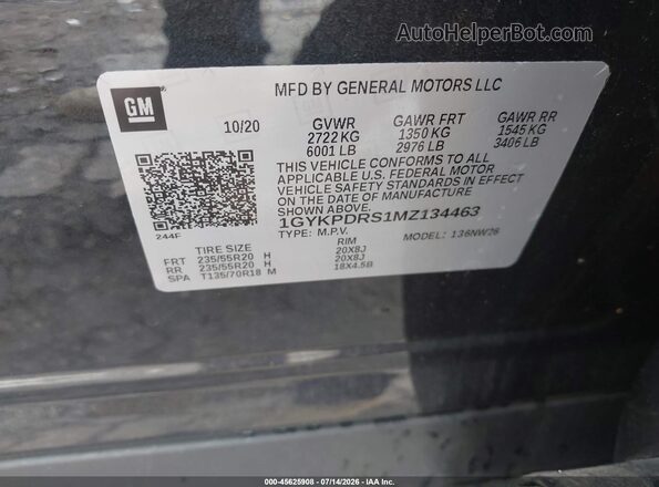 1GYKPDRS1MZ134463 2021 CADILLAC XT6 Серый Вид подкапотного пространства
