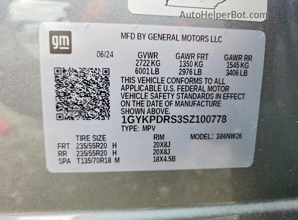 1GYKPDRS3SZ100778 2025 CADILLAC XT6 Серебряный Вид подкапотного пространства