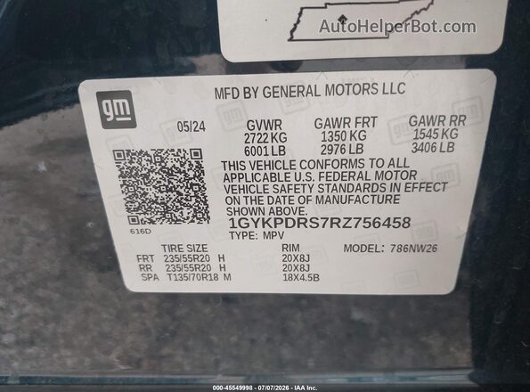 1GYKPDRS7RZ756458 2024 CADILLAC XT6 Зеленый Вид подкапотного пространства