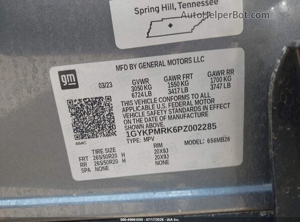 1GYKPMRK6PZ002285 2023 CADILLAC OTHER Gray Widok komory silnika