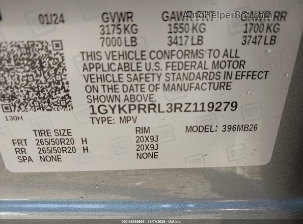 1GYKPRRL3RZ119279 2024 CADILLAC OTHER Silver ძრავის განყოფილების ხედი