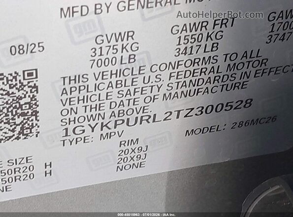 1GYKPURL2TZ300528 2026 CADILLAC OTHER Gray Vista del compartimento del motor