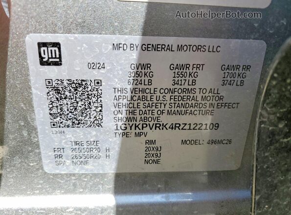 1GYKPVRK4RZ122109 2024 CADILLAC OTHER Silver Շարժիչի բաժամունքի տեսք