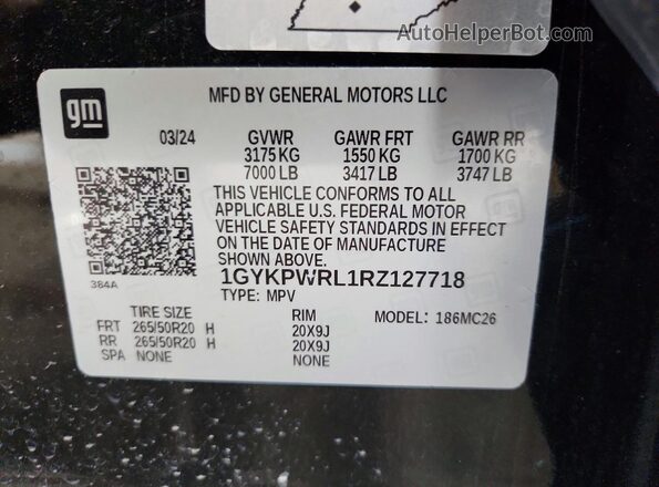 1GYKPWRL1RZ127718 2024 CADILLAC OTHER Black Вид підкапотного простору