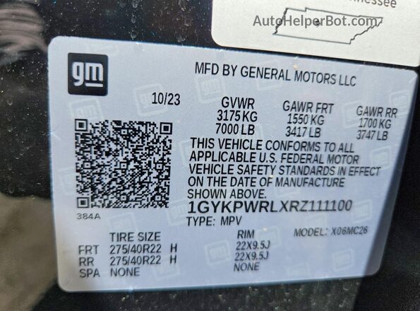 1GYKPWRLXRZ111100 2024 CADILLAC OTHER Черный Панорамный вид салона 360°