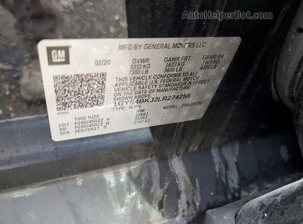 1GYS4BKJ2LR274258 2020 CADILLAC ESCALADE Black VIN კოდის სტიკერის ხედი