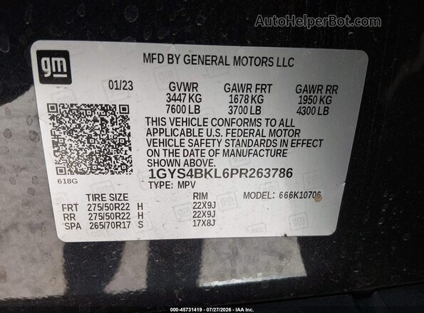 1GYS4BKL6PR263786 2023 CADILLAC ESCALADE Gray ძრავის განყოფილების ხედი