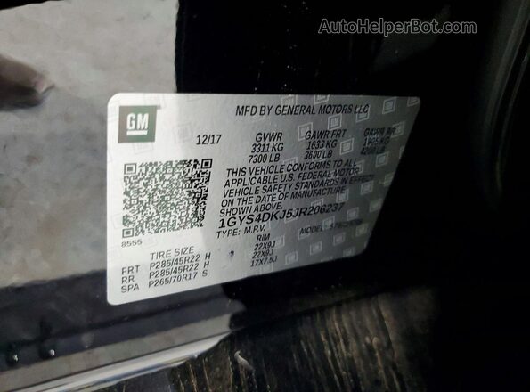 1GYS4DKJ5JR206237 2018 CADILLAC ESCALADE Black Շարժիչի բաժամունքի տեսք