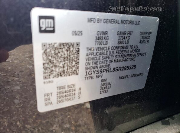 1GYS9PRL8SR295328 2025 CADILLAC ESCALADE Black VIN կոդի պիտակի տեսք
