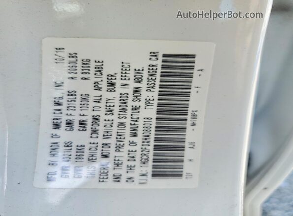 1HGCR2F0XHA088018 2017 HONDA ACCORD White Engine compartment view