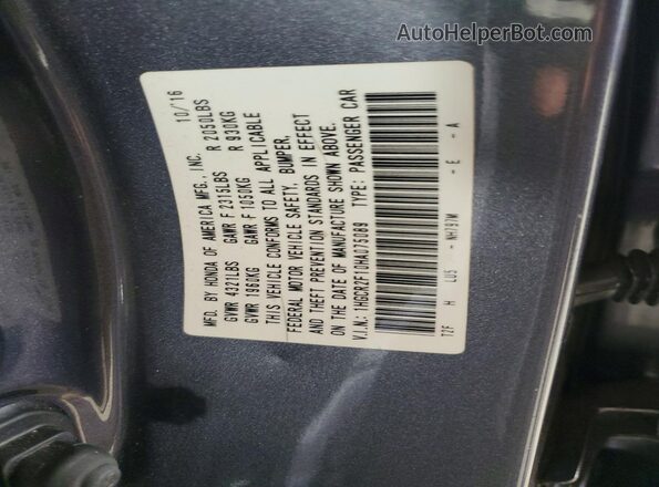 1HGCR2F10HA075089 2017 HONDA ACCORD Gray Շարժիչի բաժամունքի տեսք