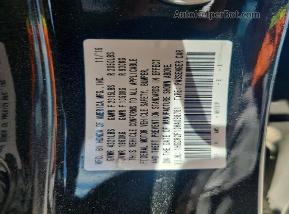 1HGCR2F10HA098761 2017 HONDA ACCORD Gray Շարժիչի բաժամունքի տեսք